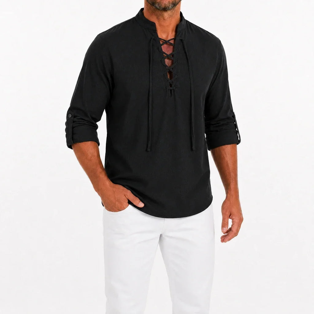 Caspian Men’s Relaxed-Fit Lace-Up Shirt