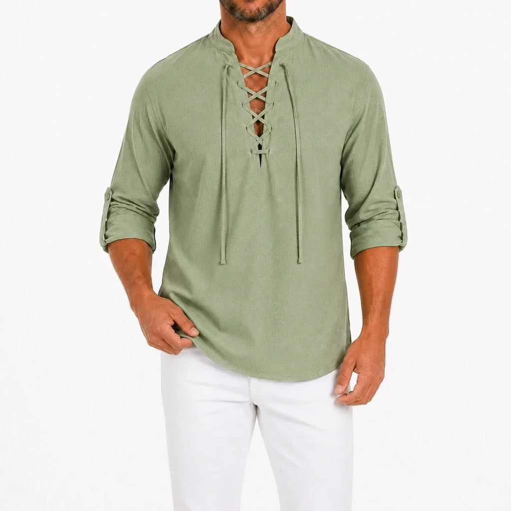 Caspian Men’s Relaxed-Fit Lace-Up Shirt