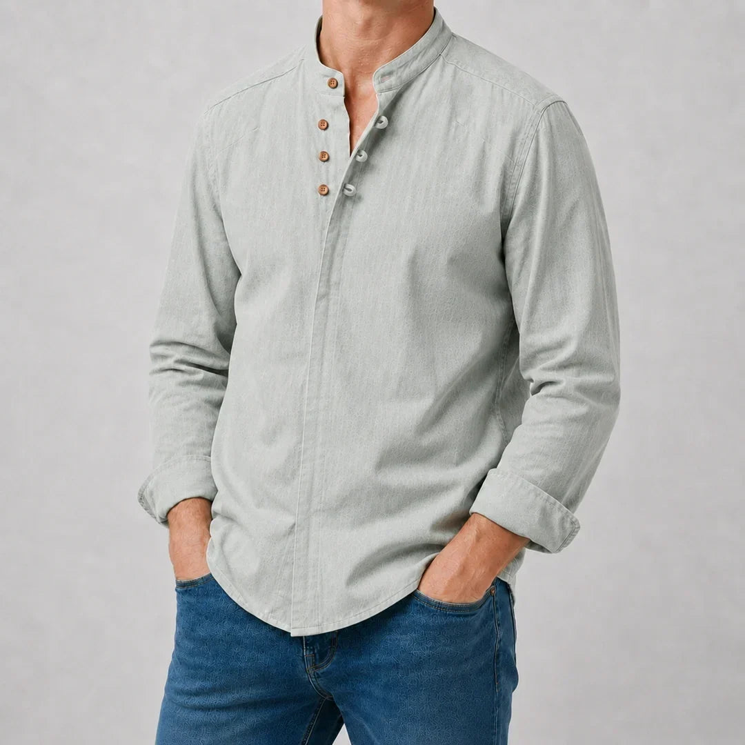 Kyoto - Men's Ultra Comfortable Band Collar Shirt