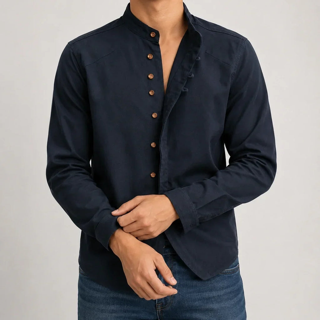 Kyoto - Men's Ultra Comfortable Band Collar Shirt